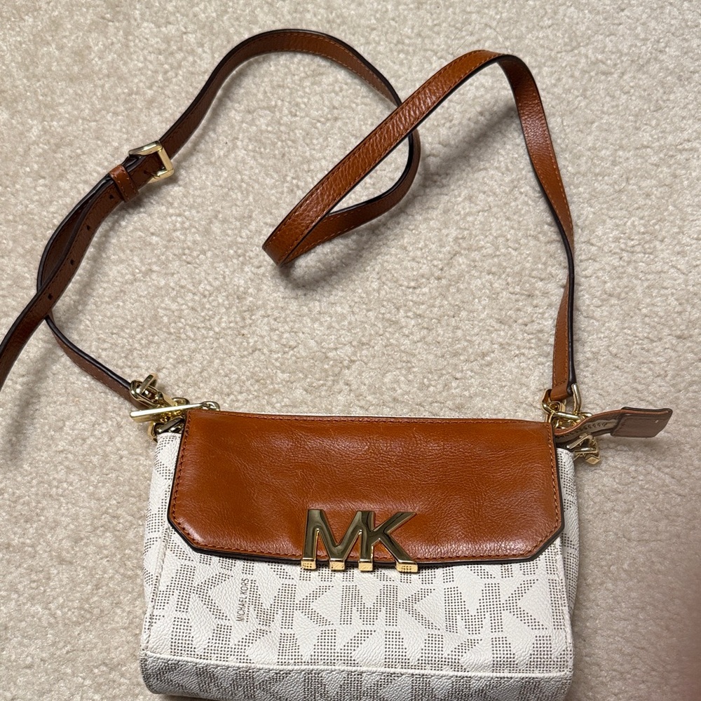 Michael Kors Tan and Cream Crossbody Bag